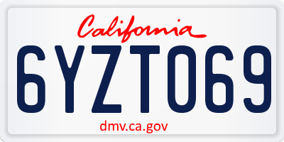 CA license plate 6YZT069