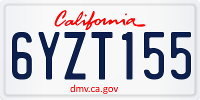 CA license plate 6YZT155
