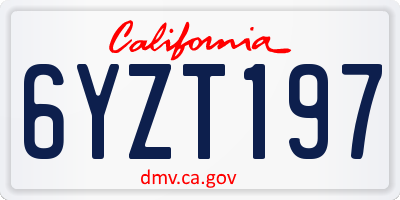 CA license plate 6YZT197