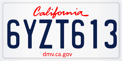 CA license plate 6YZT613