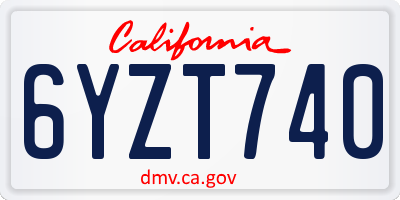 CA license plate 6YZT740