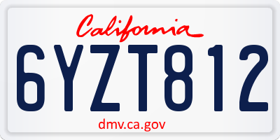 CA license plate 6YZT812