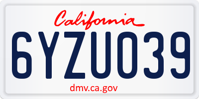 CA license plate 6YZU039