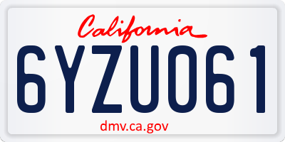 CA license plate 6YZU061