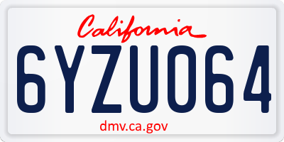 CA license plate 6YZU064