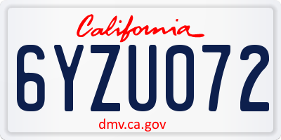 CA license plate 6YZU072