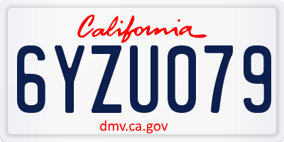 CA license plate 6YZU079