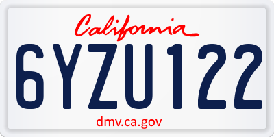 CA license plate 6YZU122
