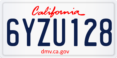 CA license plate 6YZU128