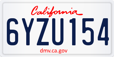 CA license plate 6YZU154