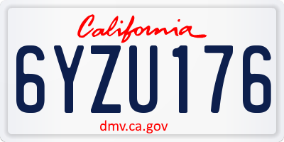 CA license plate 6YZU176