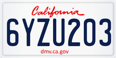CA license plate 6YZU203