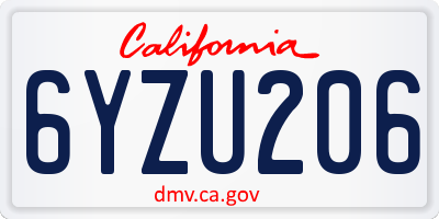 CA license plate 6YZU206