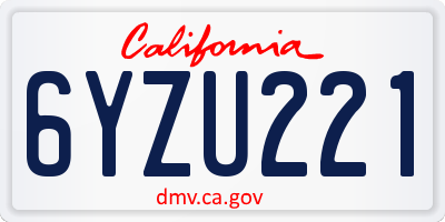 CA license plate 6YZU221