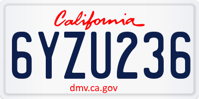 CA license plate 6YZU236