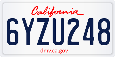 CA license plate 6YZU248