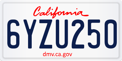 CA license plate 6YZU250