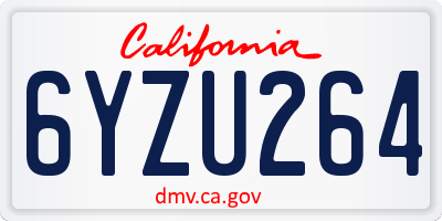 CA license plate 6YZU264