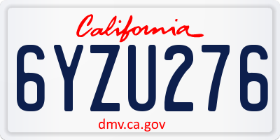 CA license plate 6YZU276