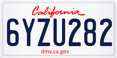 CA license plate 6YZU282