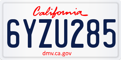 CA license plate 6YZU285