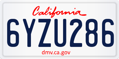 CA license plate 6YZU286