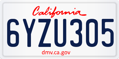 CA license plate 6YZU305