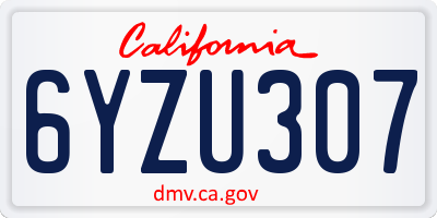 CA license plate 6YZU307