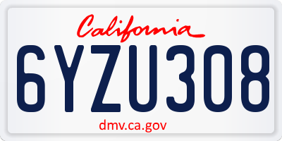 CA license plate 6YZU308