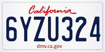 CA license plate 6YZU324