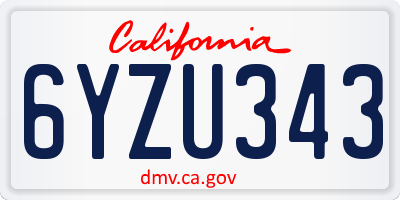CA license plate 6YZU343