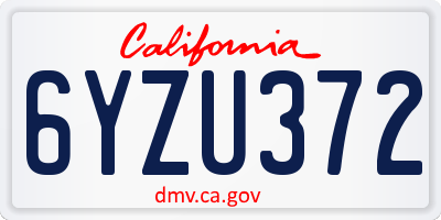 CA license plate 6YZU372