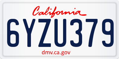 CA license plate 6YZU379