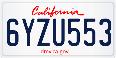 CA license plate 6YZU553