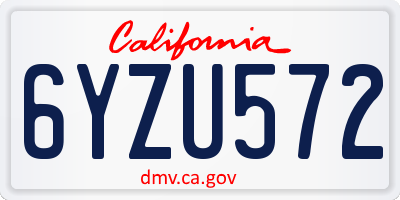 CA license plate 6YZU572