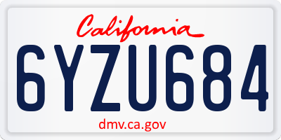 CA license plate 6YZU684