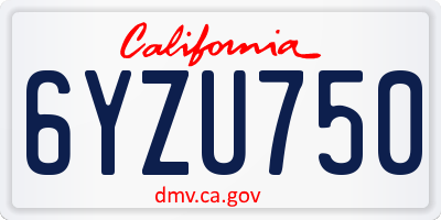 CA license plate 6YZU750
