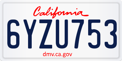 CA license plate 6YZU753
