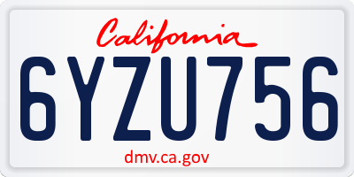 CA license plate 6YZU756