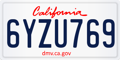 CA license plate 6YZU769