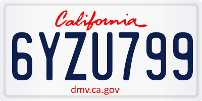 CA license plate 6YZU799