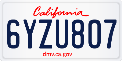CA license plate 6YZU807