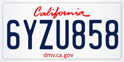 CA license plate 6YZU858