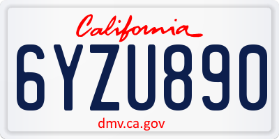 CA license plate 6YZU890