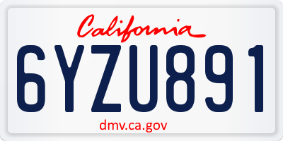 CA license plate 6YZU891