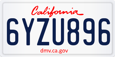 CA license plate 6YZU896
