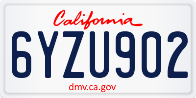 CA license plate 6YZU902