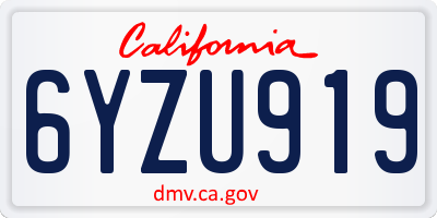 CA license plate 6YZU919