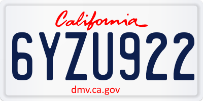 CA license plate 6YZU922