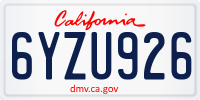 CA license plate 6YZU926